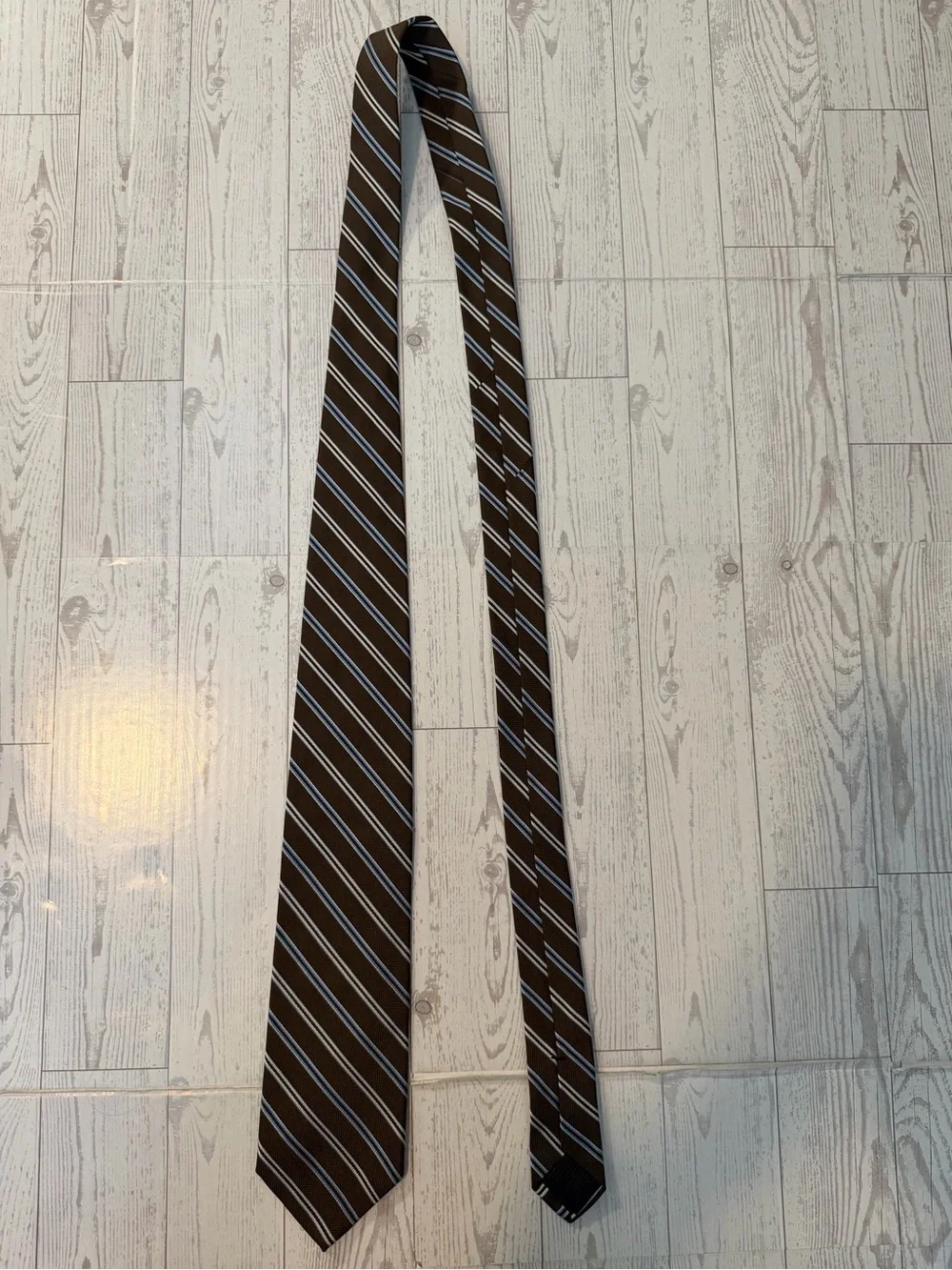Brooks Brothers, Striped, Silk, Repp, Brown and Blue Necktie